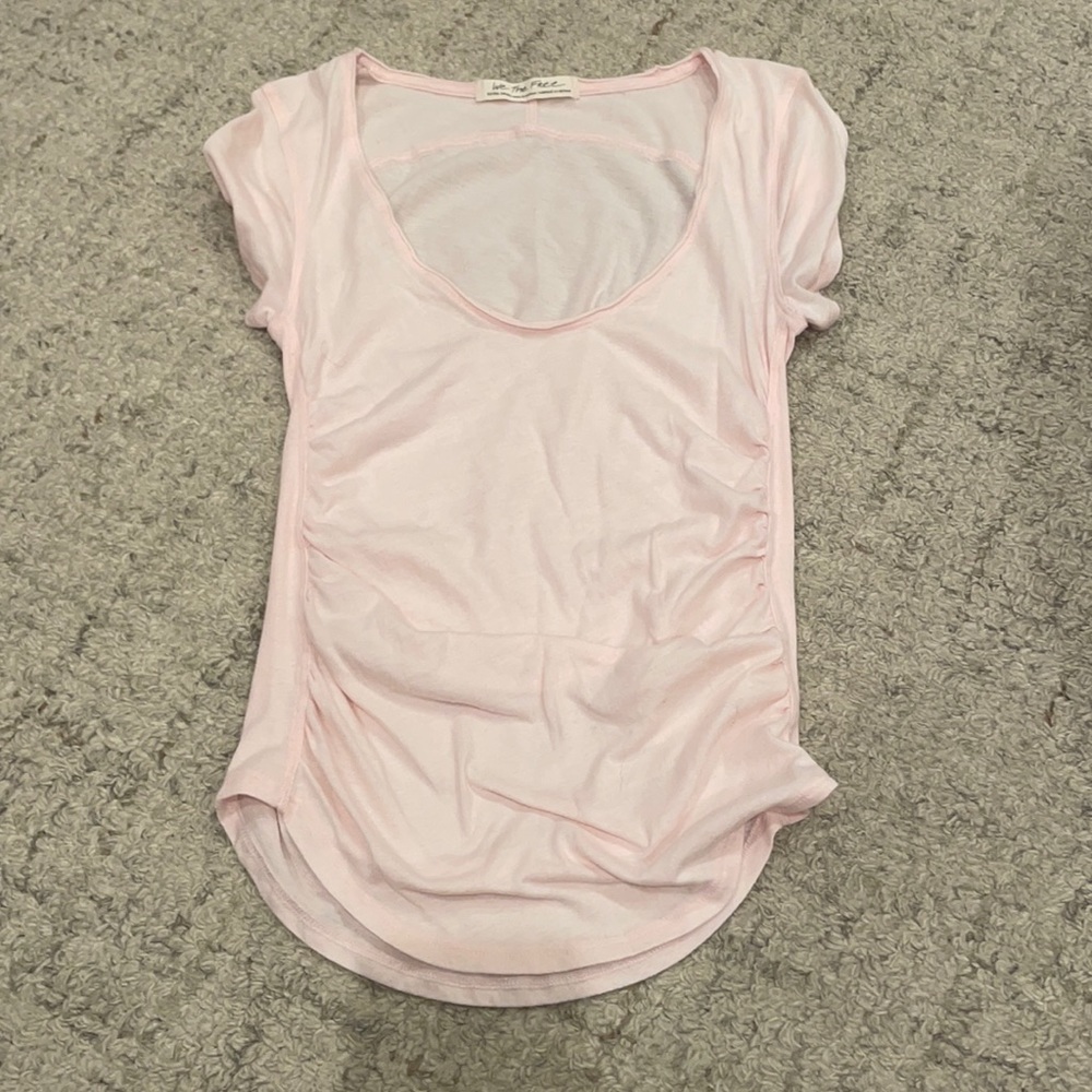 Light Pink Free People Short Sleeve Tee